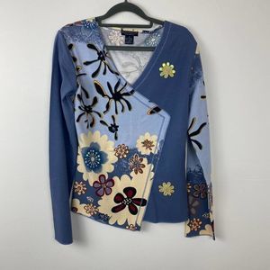 Montanaco Butte Montana Blouse size M color blues yellow